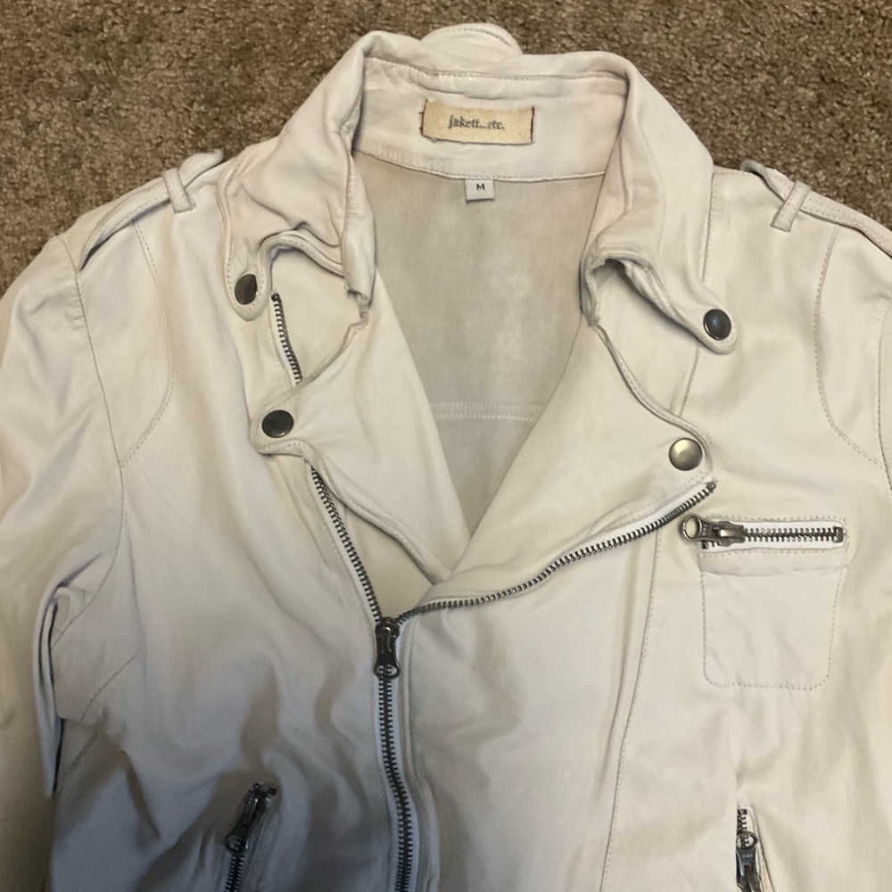Jakett NYC Josey leather moto jacket in ecru - Picture 5 of 10
